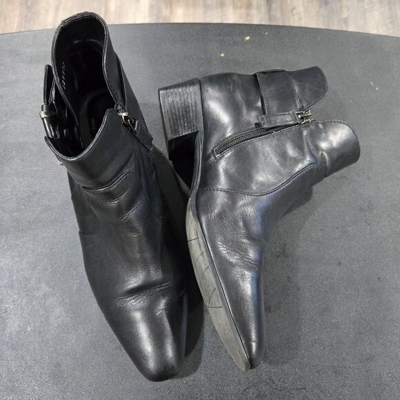 🐢 Aquatalia Fiamma Black Leather Bootie Chelsea Boot size 11 Made in Italy - Picture 1 of 16